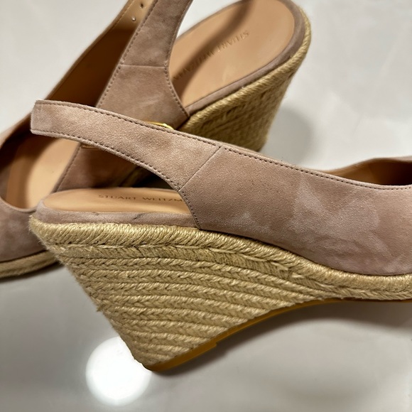 Stuart Weitzman Jean Espadrile Suede Platform Wedge Sandal in Beige - Picture 8 of 9